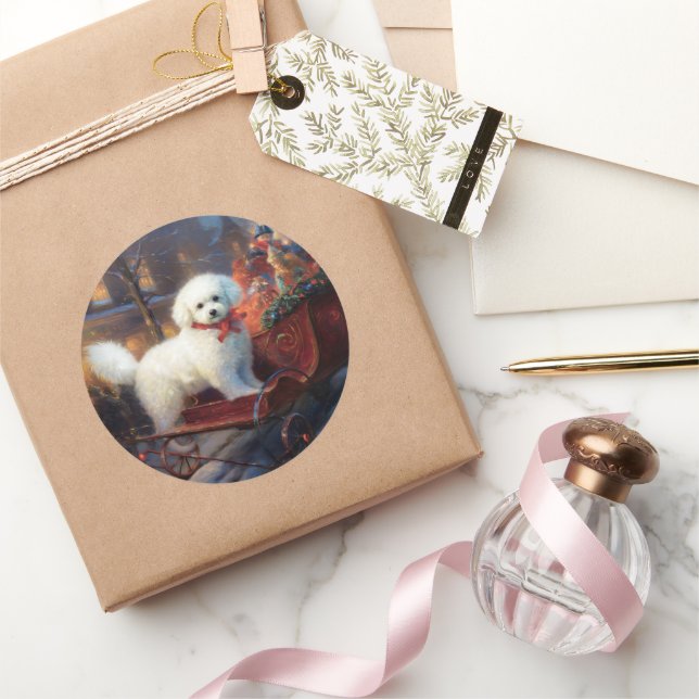 Adesivo Bichon Frise Temporada Festiva de Natal (Presentear)