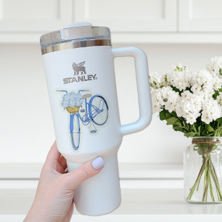 Adesivo Bicicleta Azul com vinil Hydrangeas
