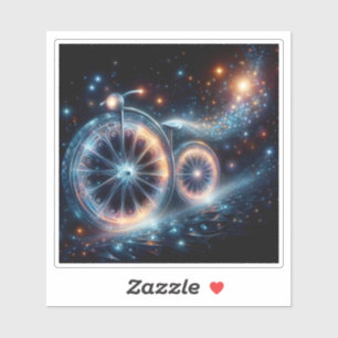 Adesivo Bicicleta Brilhante em Paisagem Cósmica à Noite