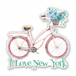Adesivo Bicicleta Colorida Estilo Retro Eu Amo Nova York
