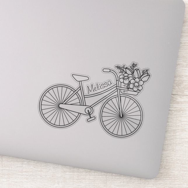Adesivo Bicicleta com Flower Basket, Nome Personalizado (Detalhe)