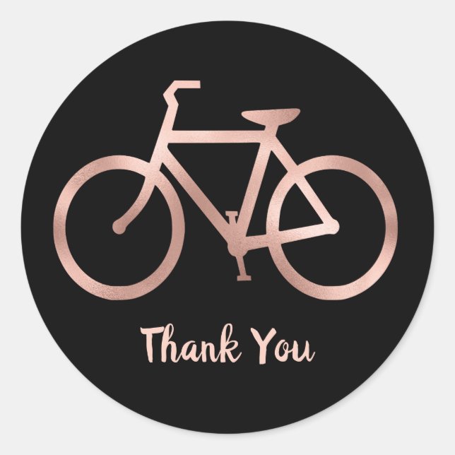 Adesivo Bicicleta de Ouro Preto e Rosa Obrigado (Frente)