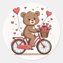 Adesivo Bicicleta de Urso Feliz com Presentes em Forma de