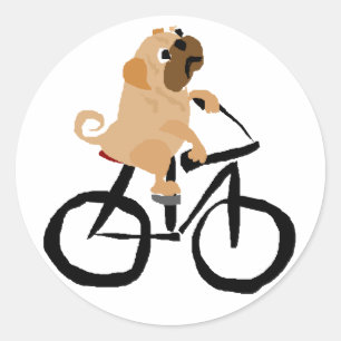 Adesivo Bicicleta engraçada da equitação do cão de fil