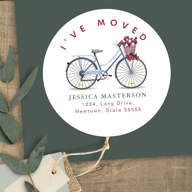 Adesivo Bicicleta Floral de Aquarela l Eu Mudei Nova Casa (Criador carregado)