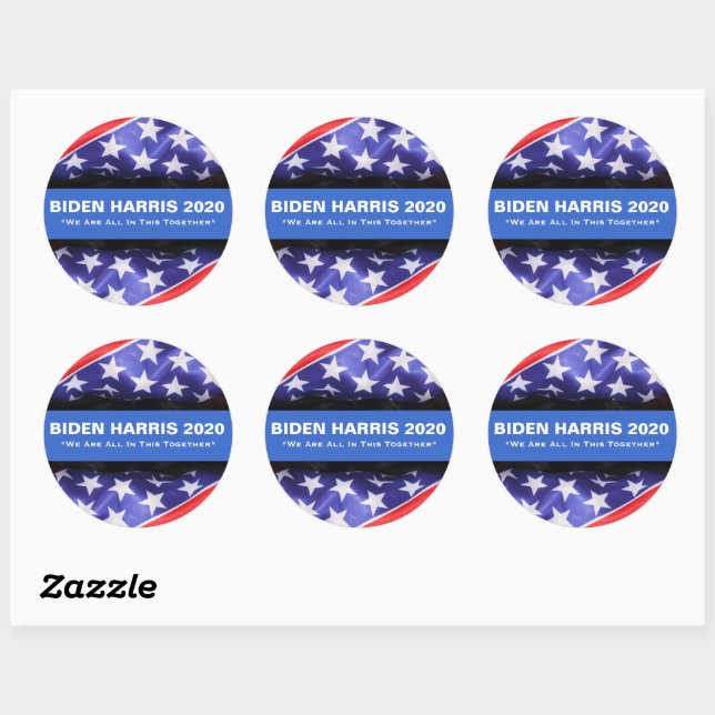 Adesivo BIDEN HARRIS 2020 USA Flag Round Stickers (Folha)