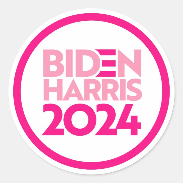 Adesivo Biden Harris 2024 a rosa (Frente)
