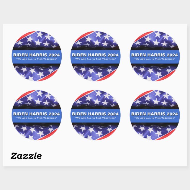 Adesivo BIDEN HARRIS 2024 USA Flag Round Stickers (Folha)