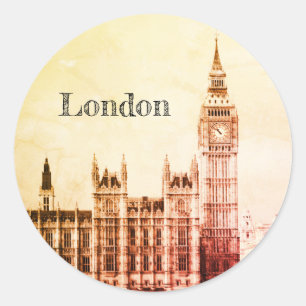 Adesivo Big Ben Clock & London, Westminster / vintage UK