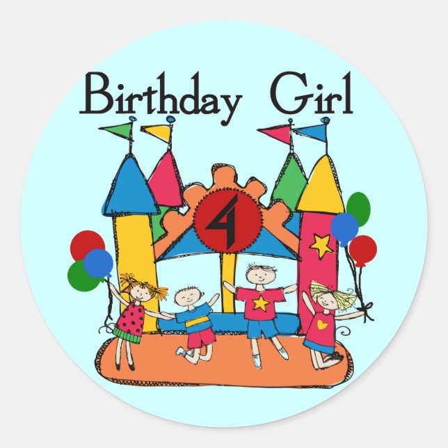 Adesivo Big Bonde Girl 4th Birthday T-shirts e presentes (Frente)
