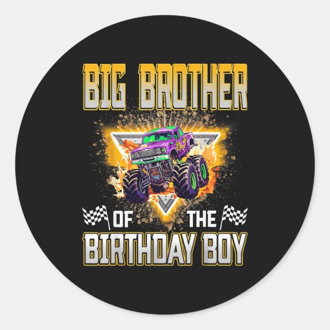 Adesivo Big Brother Of The Birthday Boy Monster Truck Birt (Frente)
