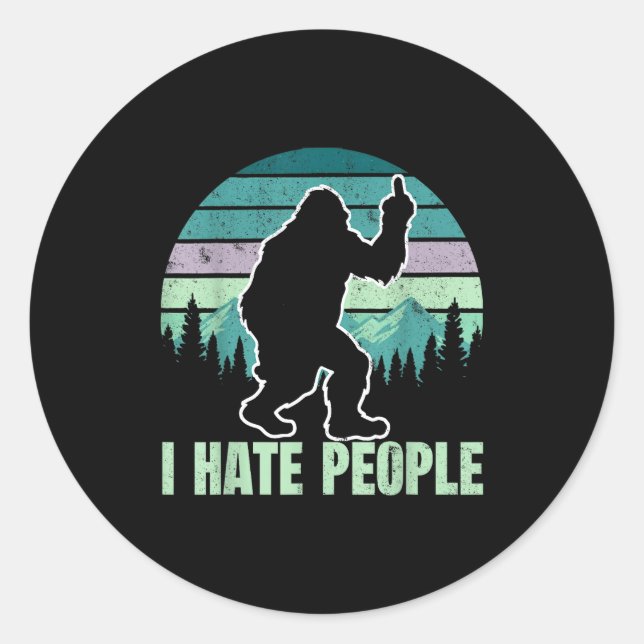 Adesivo Big Foot I Hate People Middle Finger Sasquatch Ret (Frente)