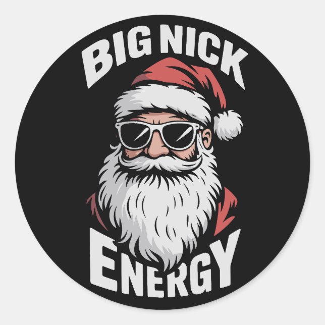 Adesivo Big Nick Energy Funny Santa Sunglasses Christmas  (Frente)