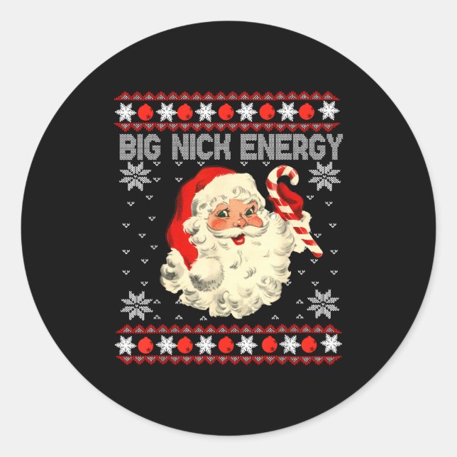 Adesivo Big Nick Energy Funny Santa Ugly Christmas Sweater (Frente)
