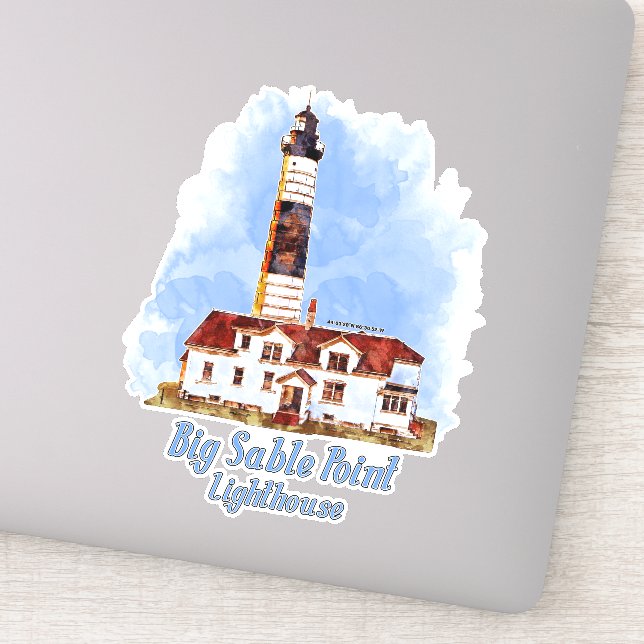 Adesivo Big Sable Point Lighthouse Watercolor - Michigan (Detalhe)