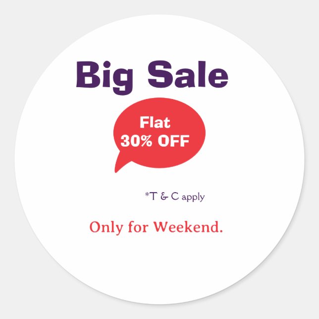 Adesivo Big sale discount offer weekend company shop T&C (Frente)