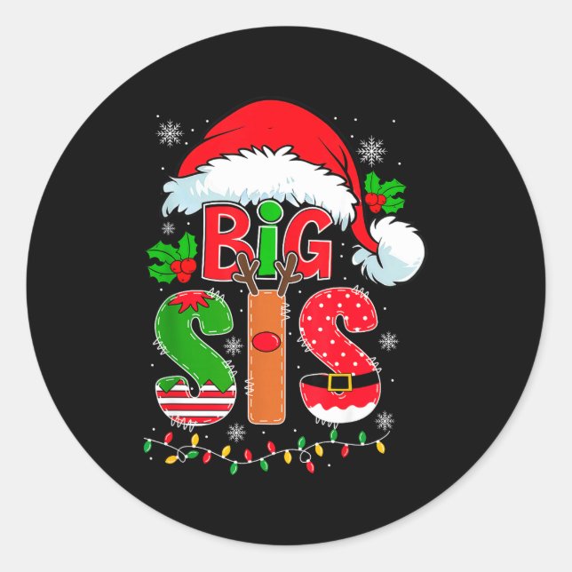 Adesivo Big Sis Santa Hat New Big Sister Announcement Xmas (Frente)