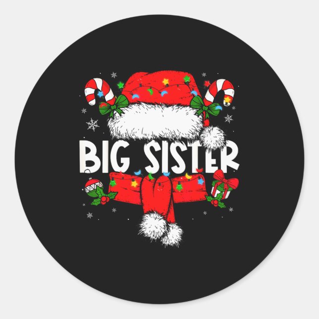 Adesivo Big Sister Christmas Pajama Santa Claus Family Mat (Frente)