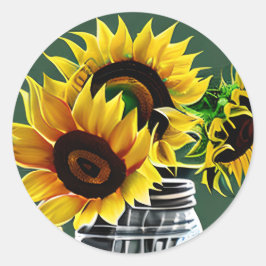 Adesivo Big Sunflower em Glass Mason Jar Art