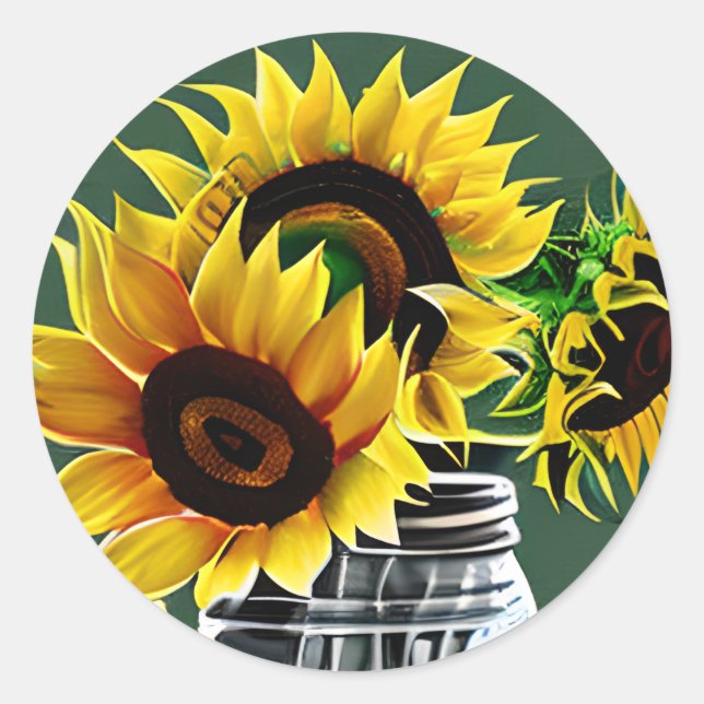 Adesivo Big Sunflower em Glass Mason Jar Art (Frente)