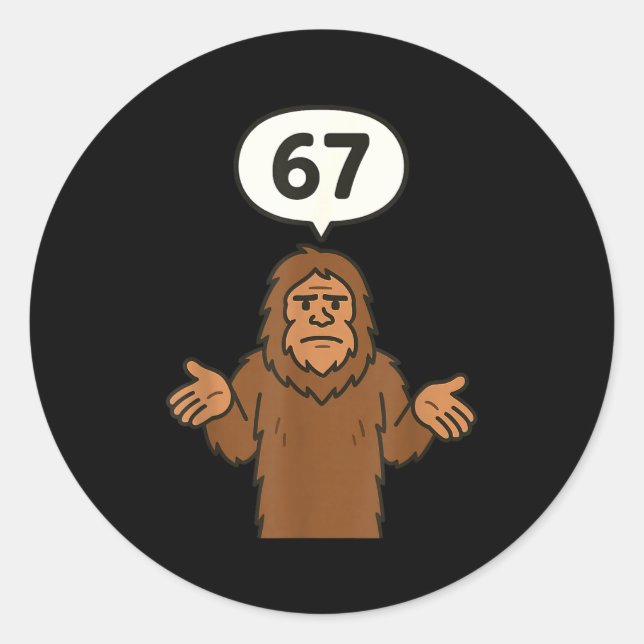 Adesivo Bigfoot 67 Meme Six Seven Funny Sasquatch  (Frente)