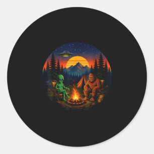 Adesivo Bigfoot alien engraçado acampando fogueira ufo ret