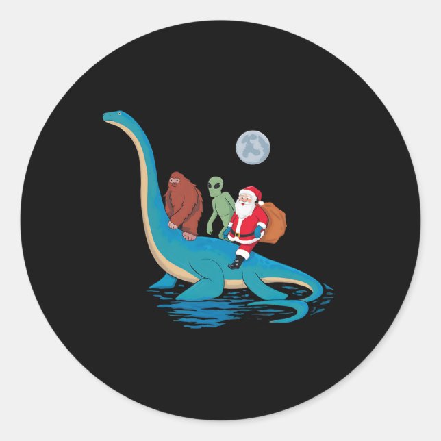 Adesivo Bigfoot Alienígena Santa Claus Andando Dinossaur C (Frente)