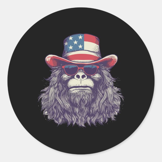Adesivo Bigfoot American Flag Hat 4 De Julho Patriótico Sa (Frente)