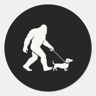 Adesivo Bigfoot andando com Dachshund Funny Wiener Pai