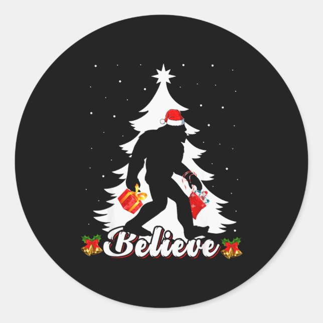 Adesivo Bigfoot Believe Christmas Tree Funny Santa Sasquat (Frente)