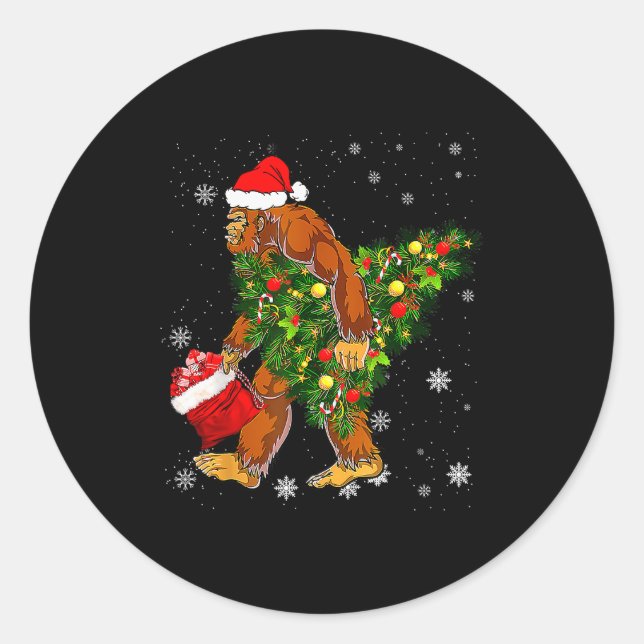 Adesivo Bigfoot Carrying Christmas Tree Sasquatch Believer (Frente)