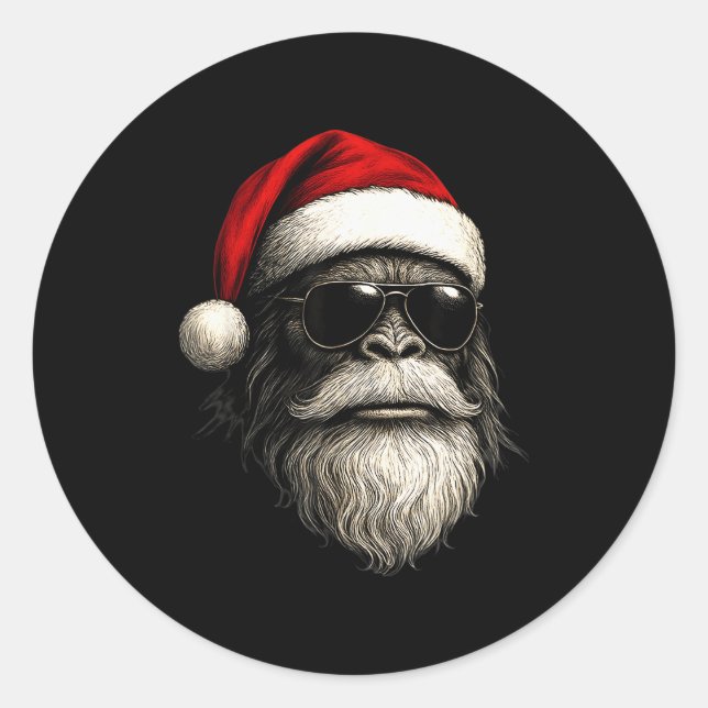 Adesivo Bigfoot Face Sungles Santa Christmas Funny Xmas Sa (Frente)