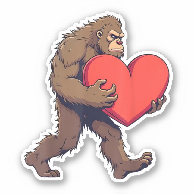 Adesivo Bigfoot Heart Feliz dia de os namorados Love Sasqu (Frente)