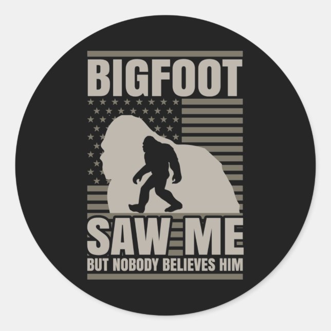 Adesivo Bigfoot Me Viu como Bandeira Americana (Frente)