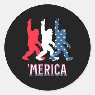 Adesivo Bigfoot Mérica Red White Blue Peace Sinal 4° De Ju