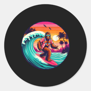 Adesivo Bigfoot Retro Surf Tropical Sasquatch Surfando