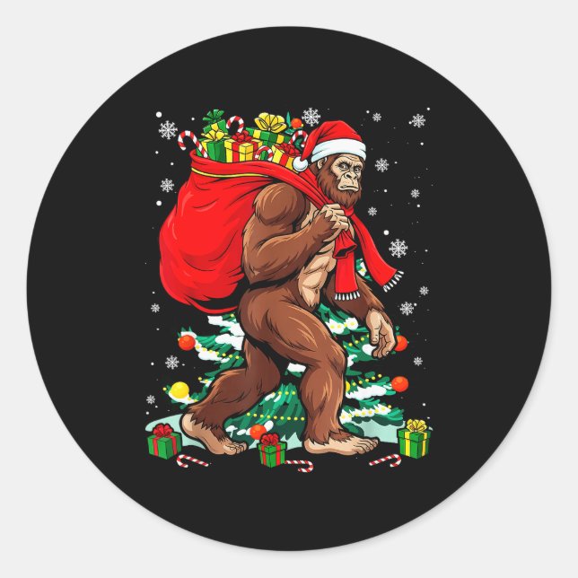 Adesivo Bigfoot Santa Carrying Christmas Bag Xmas Hat Sasq (Frente)