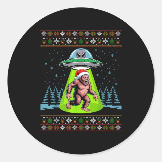 Adesivo Bigfoot Santa Ufo Sasquatch Funny Ugly Christmas S (Frente)