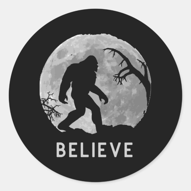 Adesivo Bigfoot Sasquatch Moon Yeti Believe (Frente)