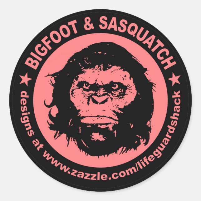 Adesivo BIGFOOT & SASQUATCH www.Zazzle.com/LifeguardShack (Frente)