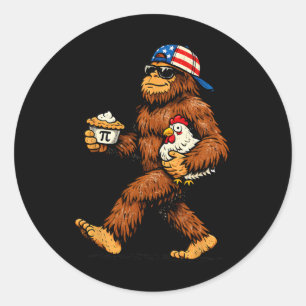 Adesivo Bigfoot Segurando Pi Matemática Frango Pi Day Dive