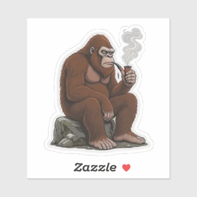 Adesivo Bigfoot Smoking a Pipe (Folha)