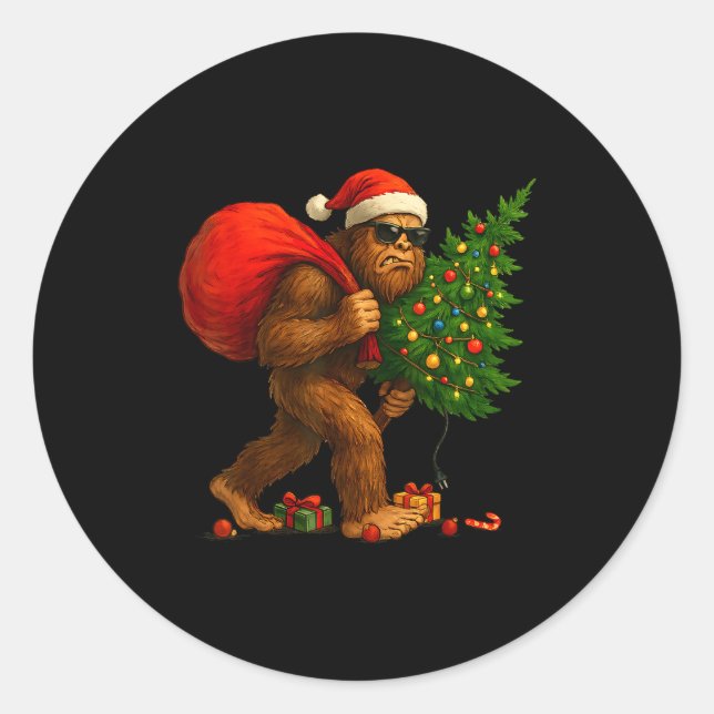 Adesivo Bigfoot Stealing Christmas Tree Lights Xmas Boys M (Frente)