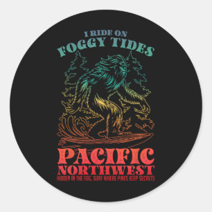 Adesivo Bigfoot Surfando Eu Ando Em Marés Nebulosas Pacífi
