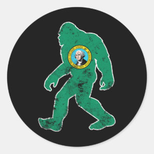 Adesivo Bigfoot Washington Flag State Sasquatch Men Women