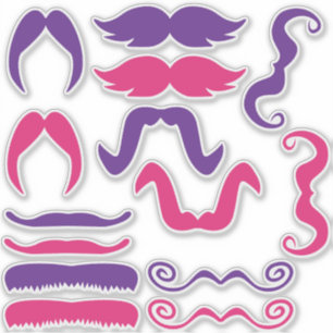 Adesivo Bigode cor-de-rosa e roxo Assorted