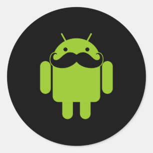 Adesivo Bigode do ícone do robô do Android no preto