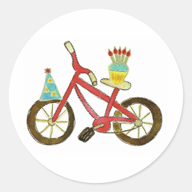 Adesivo Bike de aniversário com Cupcake (Frente)