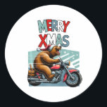 Adesivo Biker Bear Com O Chapéu De Natal Deseja Feliz Xmas<br><div class="desc">Biker Bear Com O Chapéu De Natal Deseja Feliz Natal Engraçado</div>