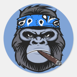 Adesivo Biker gorilla fumando arte de charuto fumante